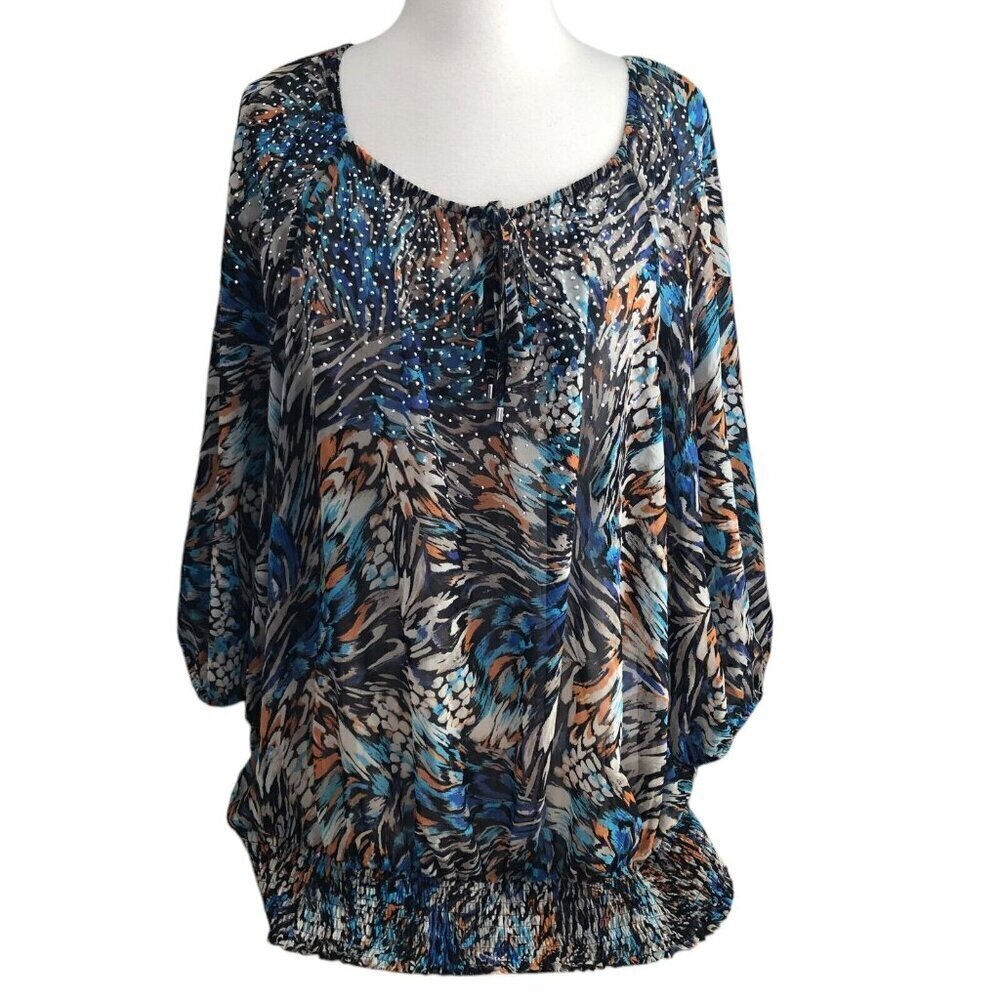 Alfani Fairy Grunge Black Floral Jeweled Blouse - Whimsigoth